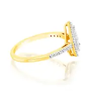 9ct Yellow Gold Pear Shaped Ring in 1/7 Carat Natural Diamonds, S