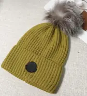 NEW MONCLER WOOL CASHMERE FOX FUR POM POM BEANIE HAT ONE SIZE