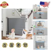 34" Tall Retractable Gate for Babies & Dogs - Space-Saving Design Up to 54"