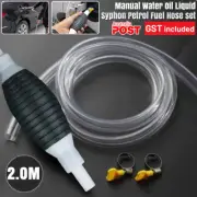 Manual Water Oil Liquid Syphon Petrol Fuel Hose Transfer Pump Hand Siphon AU