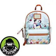 Snow White and the Seven Dwarfs (1937) - Floral 10” Faux Leather Mini Backpack