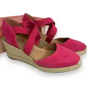 NEW Easy Spirit Pink Suede Heels 9.5 Espadrille Wedges Sandal Vacation Summer