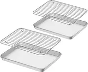 PAMINGONO 2 Sets Sheet Stainless Steel Baking Tray with Cooling Rack Versatile Kitchen Baking Sheet Pan for Easy Cooking Easy to Clean