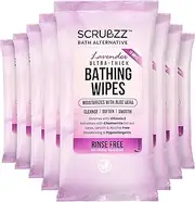 Extra Large Bath Wipes for Adults Bathing No Rinse - 80 Disposable Body Cleansing Wipes for Men, Women & Elderly - Great for Gym, Camping, Post Surgery - Shower Wipes - Lavender