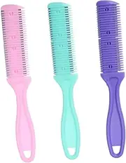 WRITWAA 3 Pcs Double Sided Hair Cutter Comb Versatile Hair Scissors Razor for Long Short Styles Plastic Trimmer Pink Purple Green