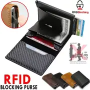 RFID Blocking Leather Credit Card Holder Case Men Money Cash Wallet Clip Purse