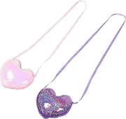 [FOMIYES] 2pcs Sequin Heart Crossbody and Girls Coin Purse Small Shoulder Bag for Party Girls for School