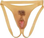 [CTKOLYS] Men Hiding Gaff Panty, Fake Viginal Silicone Panties Camel Toe Control Thong with Catheter and Hair for Crossdresser Transgender Cosplay - Cyber Skin