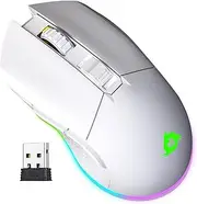 Klim Blaze Rechargeable Wireless Gaming Mouse RGB + High-Precision Sensor & Long-Lasting Battery + 7 Customizable Buttons + Up to 6000 DPI + Wired and Wireless Mouse UK for PC Mac PS4 - New - White