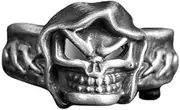 [OIDIMS] Punk Skull Open Ring Retro Motorcycle Biker Adjustable Extendable Rings Gothic Skeleton Jewelry for Halloween Vintage Knuckle Middle Finger for Men Women Boys Birthday Fashion Gift Best Friend, Metal, new