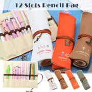 Pencil Bag Cloth Wrap Roll Up Pen 12Slots Holder Storage Pouch Cases Pen Curtain
