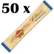50x Moccona Decaf Classic Medium Roast Instant Coffee Sticks Sachet Single 1.7g