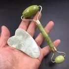 Green Natural Jade Roller, Eyes Facial Massage Dual Head Skin Roller Neck Back