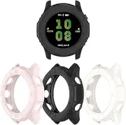 intended for Garmin Forerunner 255S Case Cover, Scratch-Resistant Protective Case Shatter-Resistant Protector Bumper Shell intended for Forerunner 255S/255S Music (Not intended for 255) (Black&Pink&White)