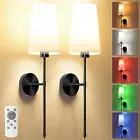 Wall Lights Battery Operated Wall Sconces Set of 2,Gold Wireless Wall Sconces wi