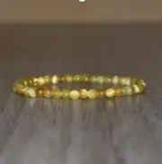 4MM Gold Tiger Eye Crystal Beaded Healing Chakra Elastic Bracelet Handmade Gift