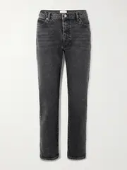[FRAME] FRAME - The Borrowed Mid-rise Straight-leg Jeans - Black - 28 28 Black