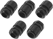 X AUTOHAUX 15mm / PG9 Cable Glands 13mm / 0.51" Bellows Waterproof Tensile Joint Straight-Through PA6 Nylon Black 5 Pcs