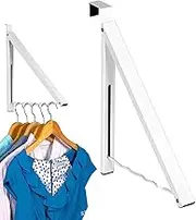 Clothes Drying Rack Foldable - No Drill Wall Mounted Laundry Drying Rack | Space-Saving Folding Clothes Hanger for Balcony, Bathroom, and Laundry Room | Over Door Hooks Organizer for Easy Storage