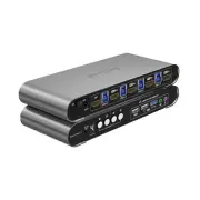 4 Computers 1 HDMI Monitor Automatic KVM Switch 4K@60Hz, Hotkey Switching, ED...