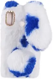 ARTIBETTER Fluffy Phone Cover Lanyard Handbags Cases Plush Piggy for Bank Bunny Women Charm Beanie Guess Holder Purses Fanny Wallet Phone Case Phone Softer Case Phone Cover Protection Blue