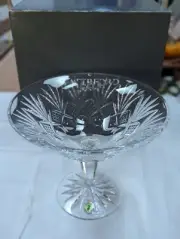 Large 10" Waterford Crystal Newcastle Cross Fan Footed Centerpiece Compote Dish