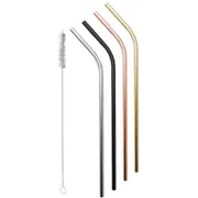 4pc Avanti 26cm Stainless Steel Drinking Straws Smoothie/Juice w/ Cleaning Brush