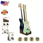 Sturdy Walnut Guitar Stand for 3 Instruments: Ideal for Home, Studio, or Stage