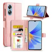 For Oppo A17 Case SupRShield Wallet Leather Flip Magnetic Stand Case Cover (Rose Gold)