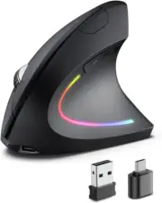 Ergonomic Wireless Rechargeable Mouse, Bluetooth+Usb A+Type C(3 in 1) Connection