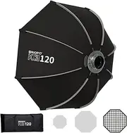 Triopo Octagonal Portable Softbox Bowens Mount Softbox: Quick Setup with Foldable Design, Compatibility for Bowens Continuous Lights (K3-120/120 cm/47.2 inches)