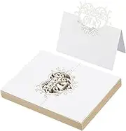 uxcell 50Pcs Wedding Place Cards, Laser Cut Love Birds Table Place Card Folded Tent Card Name Cards for Table Setting Wedding Reception Buffet, White