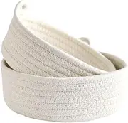 2 Pieces Round Small Woven Baskets Set Storage Gifts Mini Tray Montessori Rope Basket for Bedroom Drawer Nursery, White, as described