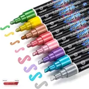 Metallic Chalk Markers Erasable for Chalkboard, Liquid Chalk Marker 8 Colors wit