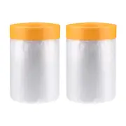 2 Rolls Pre-Taped Masking Film 21.6 in x 65 ft Plastic Drop Cloth Painters Tape