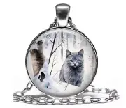 Russian Blue Kitty Cat Pendant Necklace Furbaby PurrBaby Cat Mom Cat Lover Gift