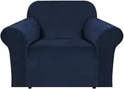 Smarcute Thick Velvet Sofa Cover for Living Room Armchair Cover Sofa Chair Cover Slipcover Furniture Cover, Soft Spandex Fabric Washable (1 Seater, Navy)