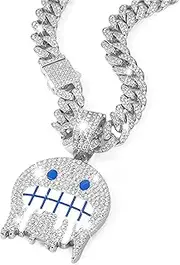 [PHOEGRAY] Miami Mens Cuban Link Chain Silver Gold Plated Bling Cuban Necklace Diamond Chain for Men iced out chain Hip Hop Jewelry