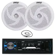 Pyle PLMRB29B 1DIN MP3 Bluetooth Receiver, 2x 5.25" 180W Max Marine Speakers