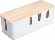 Cable Management Box,12x5x4.5 inches Cord Organizer Box with Wood Lid, Cable Organizer Cord Hider Box for Desk, Hide Wires & Power Strips Cord Organizer for Home and Office