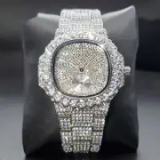 3AAA+ CZ Hop Hip Ice Out Quartz Movement Stainless Steel Waterproof Watch 40MM