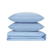 LINENOVA 1800TC Striped Comfort Quilt Cover Set - Double,Light Blue