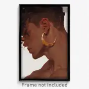 Anime Art Poster - Man Feeling Submissive, Bronze Crescent Earrings (Print)