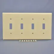 Cooper 2154LA Light Almond 4-Gang Toggle Light Switch Cover Thermoset Wallplate
