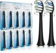 Replacement Toothbrush Heads Compatible with AquaSonic Black Series/Vibe Series/Duo Pro Electric Toothbrush - Medium Soft Brush Heads for Whiter Teeth & Improved Plaque Removal, Balck, 10 Pack