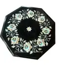 15" Black Marble side corner Table Top Pietra Dura Inlay art Home Decor
