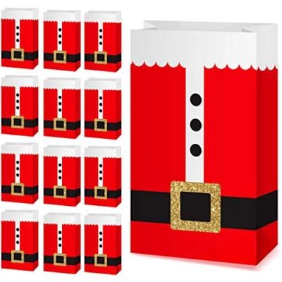 30 Pieces Paper Santa Clause Suit Print Treat Bags, Christmas Bags Santa Bags
