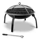 Fire Pit BBQ Charcoal Smoker Portable Outdoor Camping Pits Patio Fireplace 22"