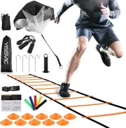 Agility Ladder 20 Feet 12 Adjustable Rungs Speed Training Equipment Set, Agility