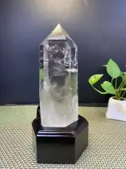 3.61LB Natural clear crystal obelisk quartz tower point healing decor+stand